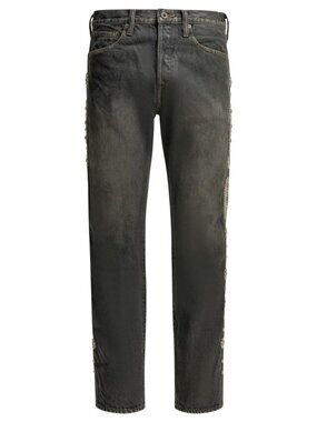 Kapital 14Oz Blk Monkey Cisco Studs Straight Leg Jeans Tag Size 36 Men